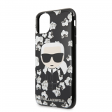  Karl Lagerfeld orchidea mintás tok iPhone 11 készülékre fekete színben