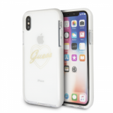 Guess tok iPhone X / XS készülékre átlátszó színben arany Guess felírattal