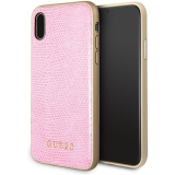 GUESS iPhone X / XS Python bőr hátlap, tok, rózsaszín