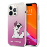 Karl Lagerfeld iPhone 13 Pro Max Fun Choupette Hard hátlap, tok, rózsaszín