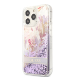 Guess Liquid Glitter Flower Apple iPhone 13 Pro hátlap tok, lila