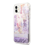 Guess Liquid Glitter virágos tok iPhone 11 Purple készülékhez