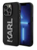 Karl Lagerfeld 3D Rubber Glitter logo iPhone 15 Pro Max, fekete színben