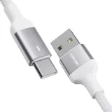 Joyroom szőtt bevonatú USB / USB-C kábel 2M fehér színben
