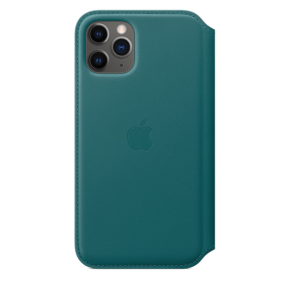 iPhone 11 Pro Max kinyitható bőrtok pávakék színben