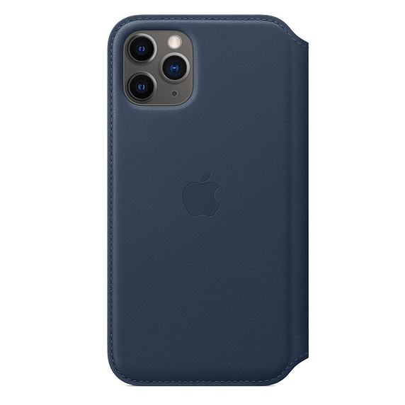iPhone 11 Pro Max kinyitható bőrtok mélytengerkék színben