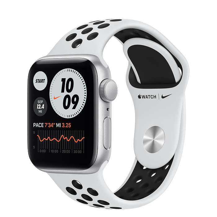 Apple Watch SE Nike+ 44mm ezüst alumíniumtok fehér lyukacsos sportszíj
