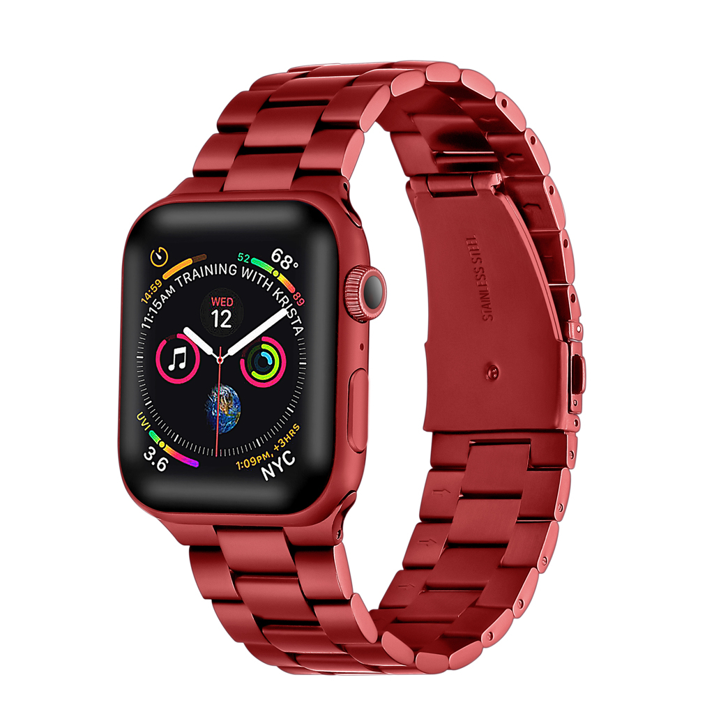 Apple Watch rozsdamentes vastag acél szíj piros 42 / 44 / 45 / 49 mm