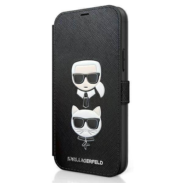 Karl Lagerfeld flip tok iPhone 12 Mini készülékhez fekete Karl & Choupette