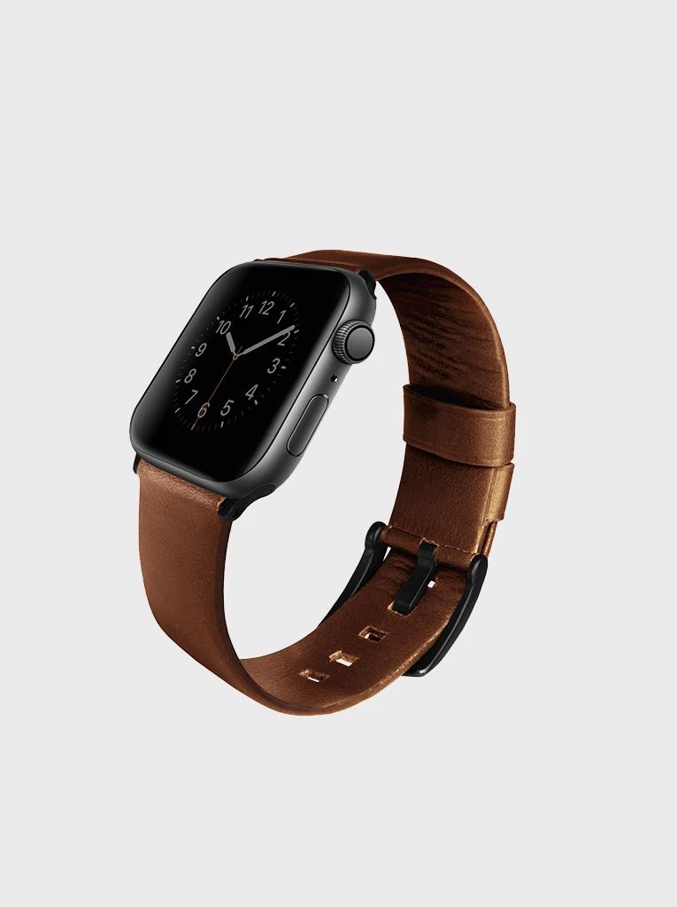 Uniq Mondain Apple Watch  bőr szíj sötétbarna 42/44/45 mm