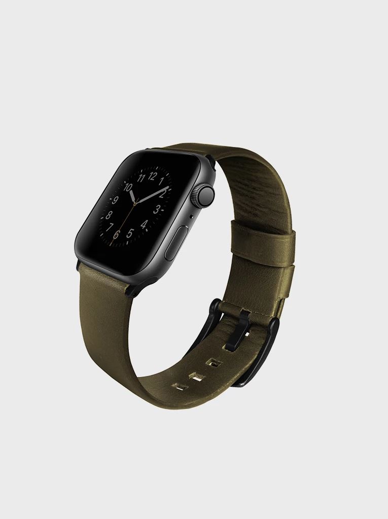 Uniq Mondain Apple Watch  bőr szíj Oliva 42/44 mm