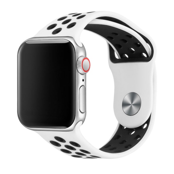Apple Watch 38/40/41 mm fehér-fekete utángyártott szilikon sportszíj