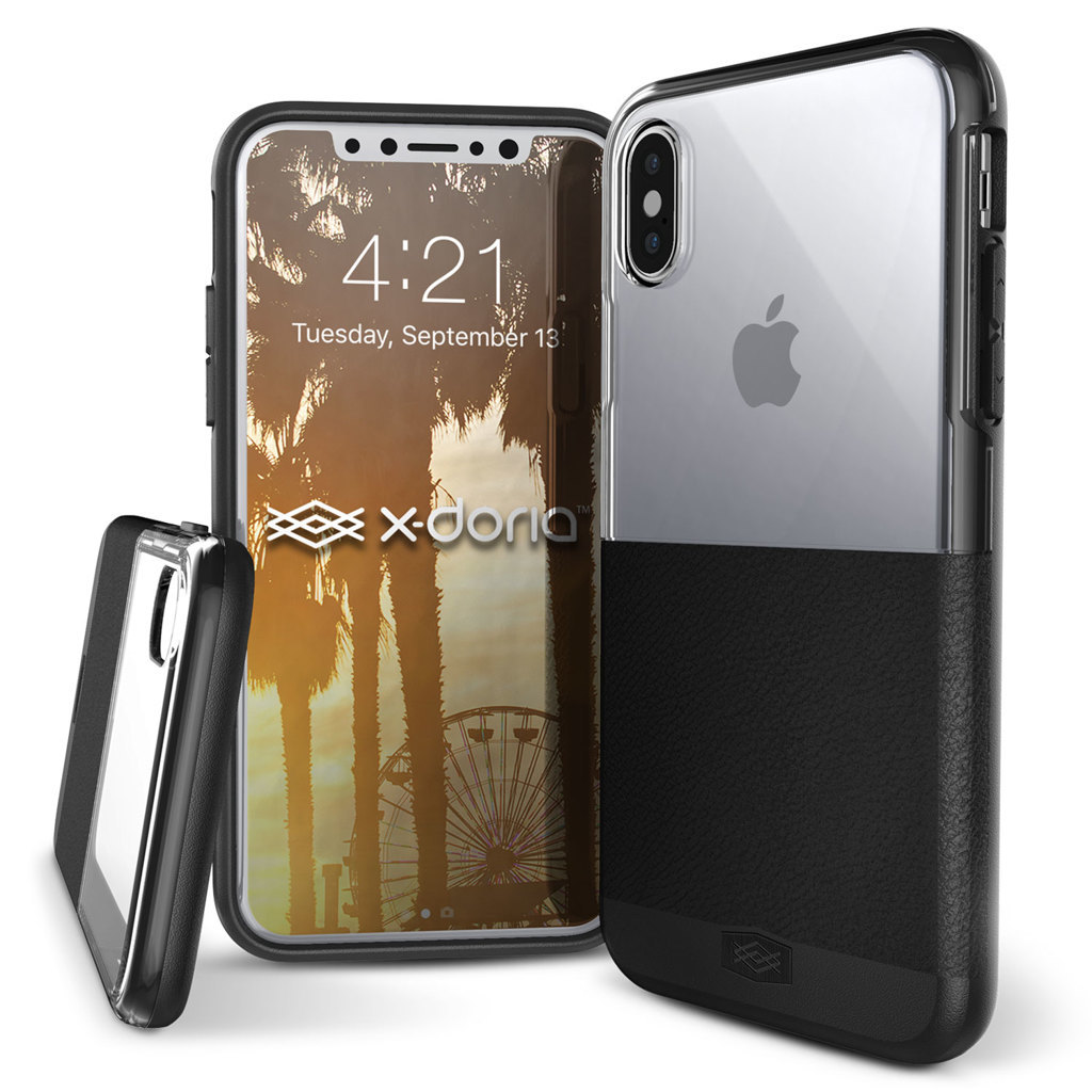 X-Doria Dash védőtok Apple iPhone X/XS készülékhez, Fekete Bőr