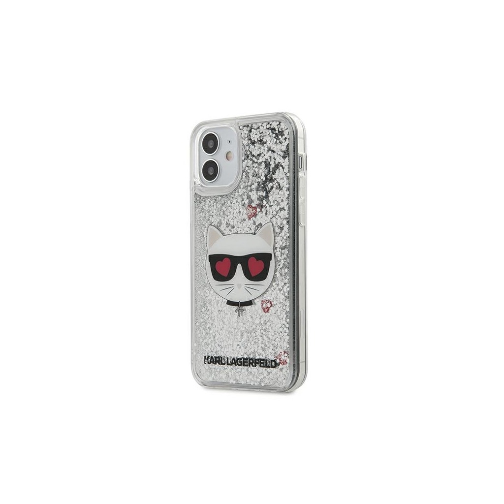  Karl Lagerfeld Liquid Glitter tok iPhone 12 Mini készülékre ezüst Choupette