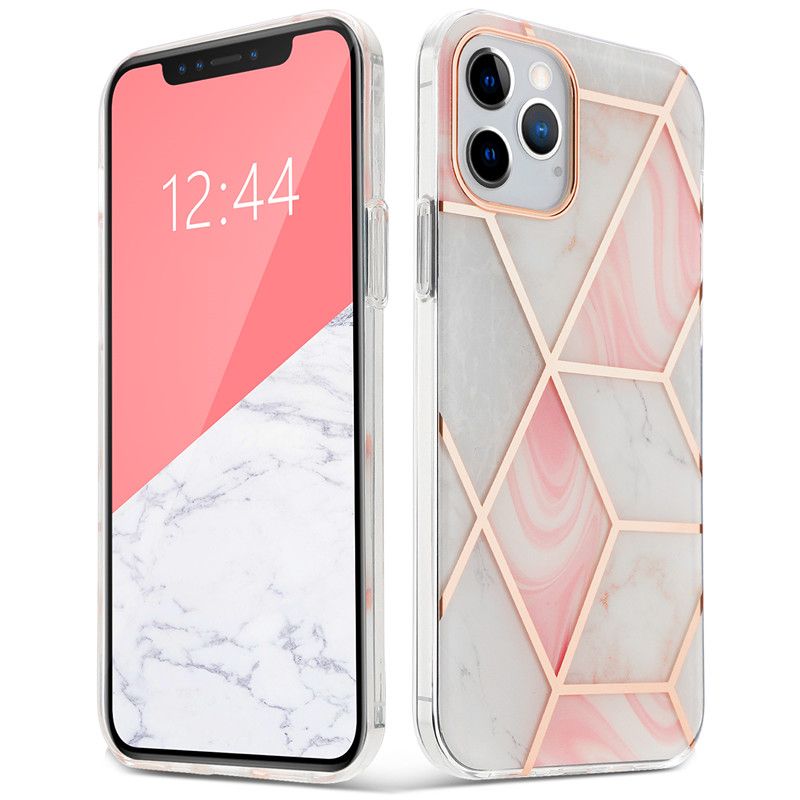 Tech-Protect Marble iPhone 12/12 Pro hátlap, tok, márvány mintás, rózsaszín