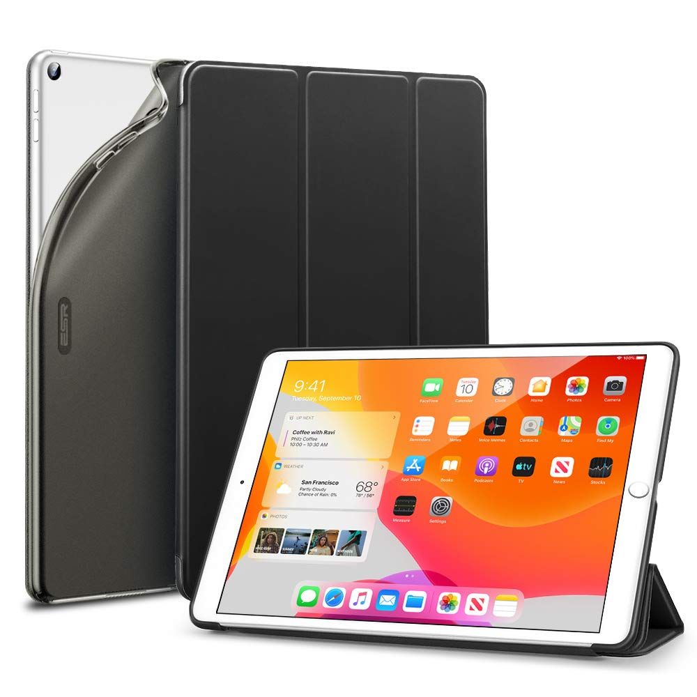 Kitámaszthatós flip tok iPad 10,2" 7/8/9 generációs iPadre fekete színben