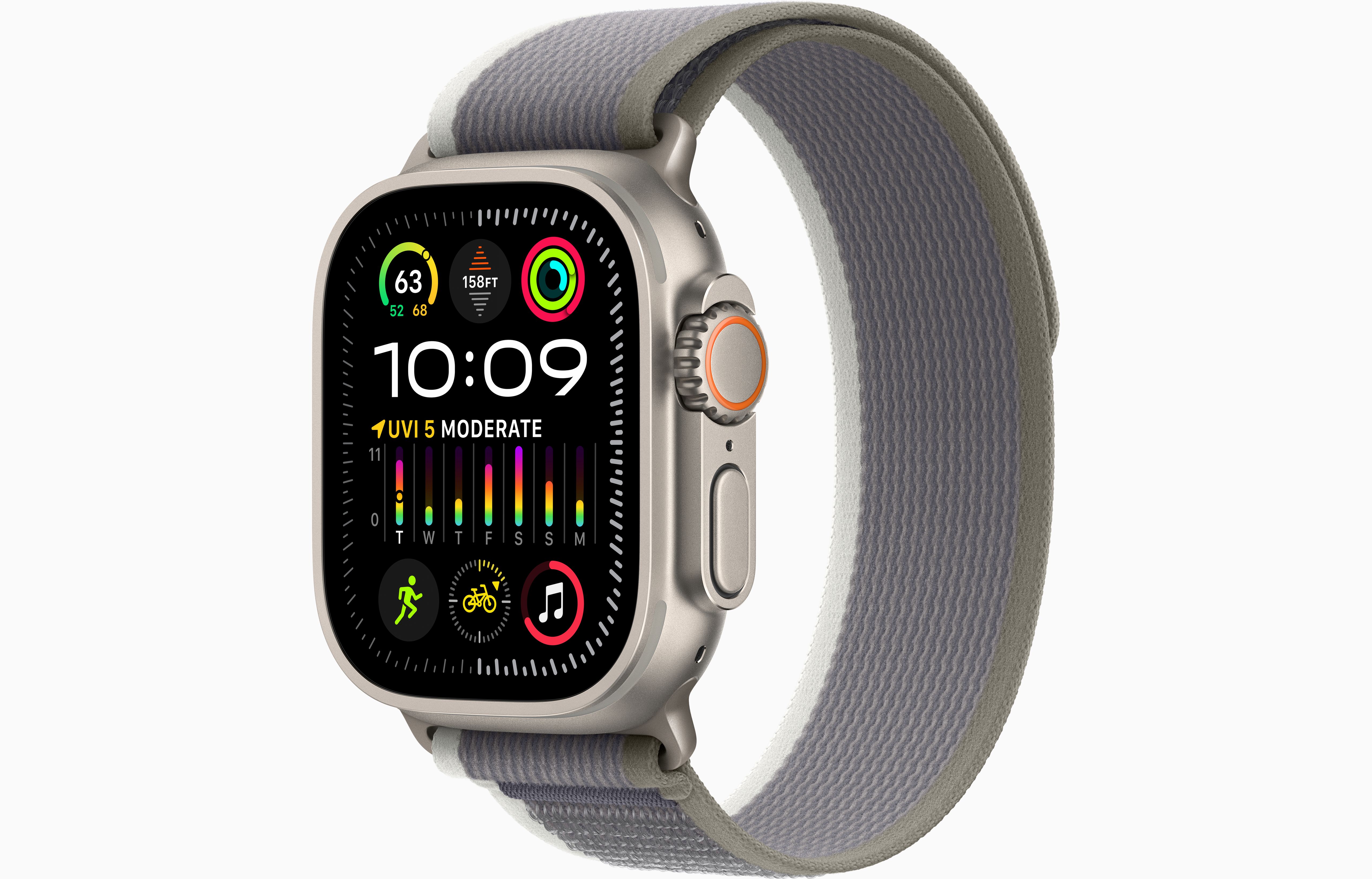 Apple Watch Ultra 2 GPS + Cellular, 49 mm-es titántok, szürke/zöld terep M/L