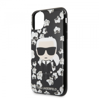  Karl Lagerfeld orchidea mintás tok iPhone 11 Pro készülékre fekete színben