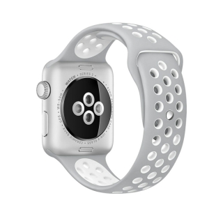 Apple Watch 42/44/45/49 mm szürke-fehér utángyártott szilikon sportszíj 