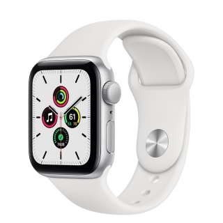 Apple Watch SE 44mm ezüst alumíniumtok fehér sportszíj