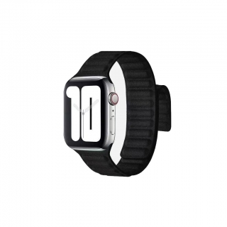 Apple Watch mágneses bőr szíj fekete 42/44/45 mm