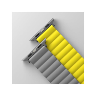 Uniq Revix kétoldalas mágneses szilikonszíj 42 / 44 / 45 mm szürke/citromsárga