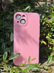 Csillámos szilikon tok iPhone 15 Plus rózsaszínben
