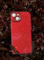 Csillámos szilikon tok iPhone 15 Pro piros színben