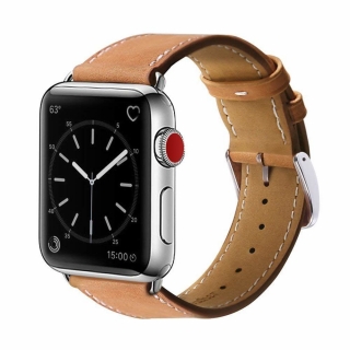 Apple Watch 38/40/41 mm barna színű utángyártott bőr szíj