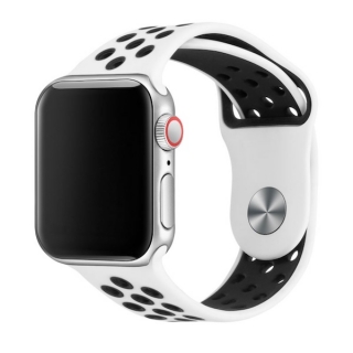 Apple Watch 42/44/45/49 mm fehér-fekete utángyártott szilikon sportszíj