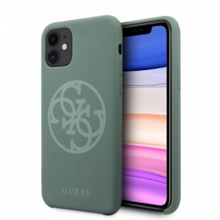 Guess hátlapi tok sötétzöld színben halvány Guess logóval iPhone 11 készülékre