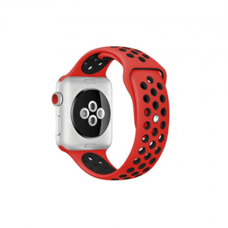 Apple Watch 42/44/45/49 mm piros-fekete utángyártott szilikon sportszíj 