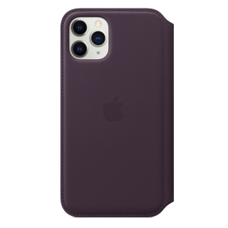 iPhone 11 Pro kinyitható bőrtok padlizsán színben