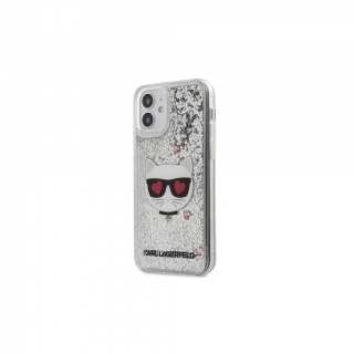  Karl Lagerfeld Liquid Glitter tok iPhone 12 Mini készülékre ezüst Choupette