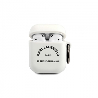 Karl Lagerfeld Airpods szililkon tok, fehér feliratos