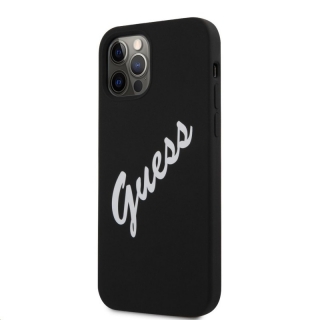 GUESS APPLE IPHONE 12/12 PRO LIQUID SILICON HÁTLAP - FEKETE