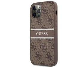 GUESS PU 4G PRINTED STRIPE APPLE IPHONE 13 MINI HÁTLAP TOK, BARNA