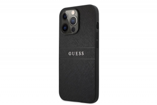 GUESS PU SAFFIANO APPLE IPHONE 13 PRO MAX BŐR HÁTLAP TOK, FEKETE