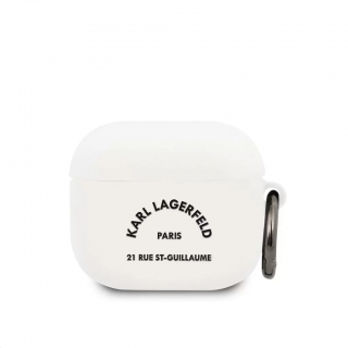 Karl Lagerfeld Airpods 3 szililkon tok, fehér feliratos