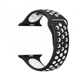 Apple Watch 38 / 40 / 41 mm fekete/fehér utángyártott szilikon sportszíj