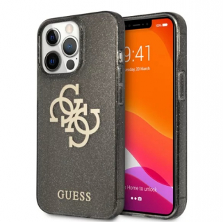 Guess iPhone 13 Pro Max Glitter 4G Big Logo hátlap, tok, fekete