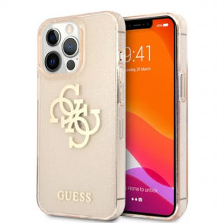 Guess iPhone 13 Pro Max Glitter 4G Big Logo hátlap, tok, arany