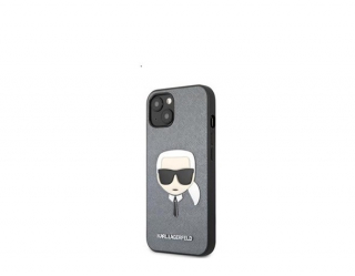 KARL LAGERFELD HEAD SAFFIANO BŐR HÁTLAP TOK APPLE IPHONE 13 MINI, EZÜST