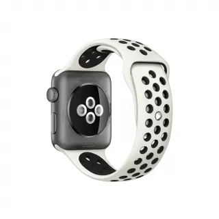 Apple Watch 42/44 mm szürke-fekete utángyártott szilikon lyukacsos sportszíj