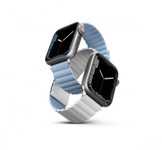 Uniq Revix mágneses szilikon szíj Apple Watch 42/44/45mm, fehér/kék