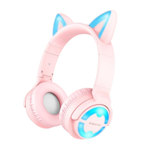 Borofone Cicafüles Bluetooth Fejhallgató rózsaszín
