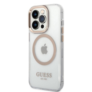 GUESS TRANSPARENT MAGSAFE APPLE IPHONE 14 PLUS HÁTLAP TOK, RÓZSASZÍN