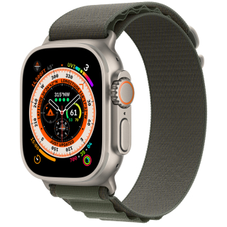 Apple Watch Ultra 49mm GPS + Cellular Titántok, zöld Alpesi pánt