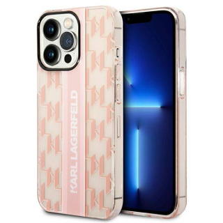 Karl Lagerfeld iPhone 14 Pro Max Monogram Vertical Stripe tok rózsaszín