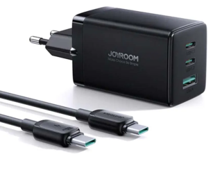 Joyroom 65W hálózati töltőfej + 1m USB Type-C kábel fekete színben